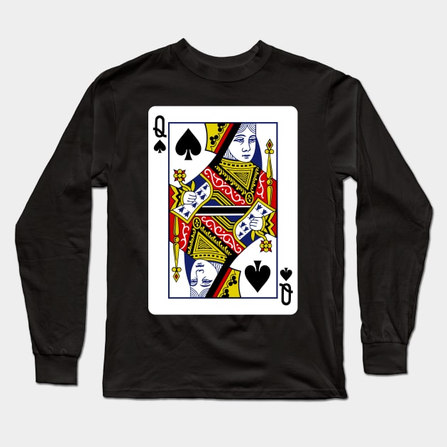 Queen of Spades Playing Card Long Sleeve T-Shirt by vladocar